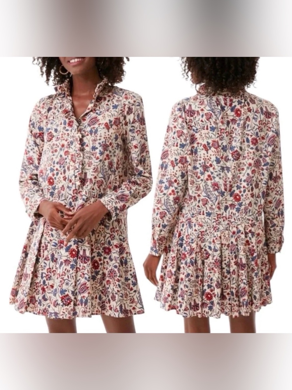 NWT Tuckernuck Callahan Ruffle Floral Shirt Dress XXXL Plus Size 3XL